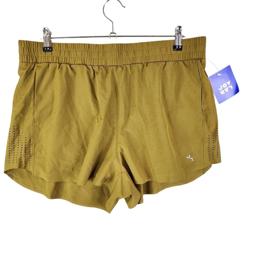 Womens Joy Lab Army Green Running Shorts 2" Inseam Elastic Waist Polyester L